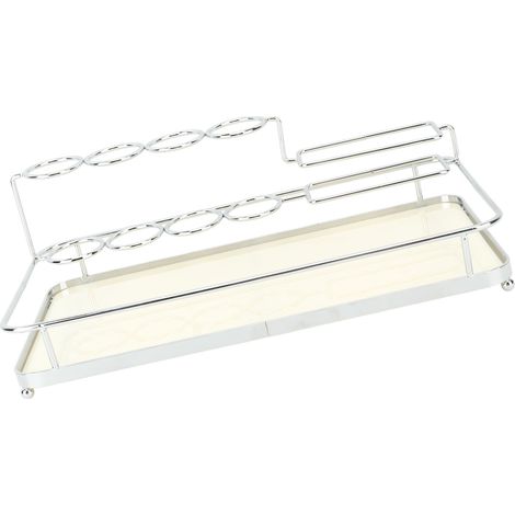 Mundspülungshalter aus Eisen und Acryl, silber und weiß, effektive Aufbewahrungsmöglichkeit für Zahnbürste und Zahnpasta (1/5)