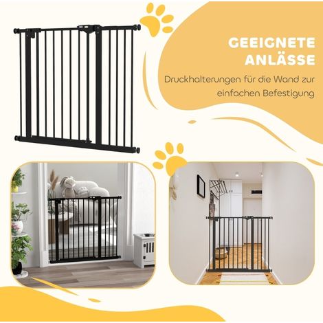 Verstellbares Hundeschutzgitter 74–94 cm aus Metall und Kunststoff, Schwarz, OKMYHOME (1/5)