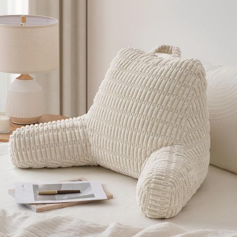 Lesekissen für Tagebücher, weiß, 76 x 46 x 28 cm, 1 Rückenkissen, geeignet zum Sitzen auf Bett und Sofa (1/5)