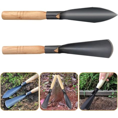 Pelle, jardinage, pelle, jardin, paquet de 2 pelle de plantation de fleurs en argent pelle à manche en bois outils de jardinage pour la plantation de sol de fleurs creuser le repiquage (1/4)