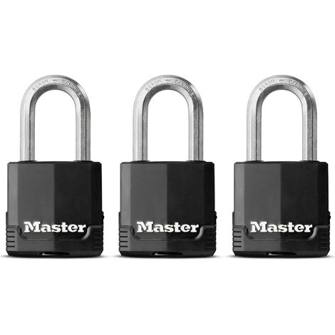 MASTER LOCK Hochleistungsvorhängeschloss [Schlüssel] [Beschichteter laminierter Stahl] [Wetterfest] M115EURTRILF - Ideal für Lagerräume, Garagen etc. (1/4)