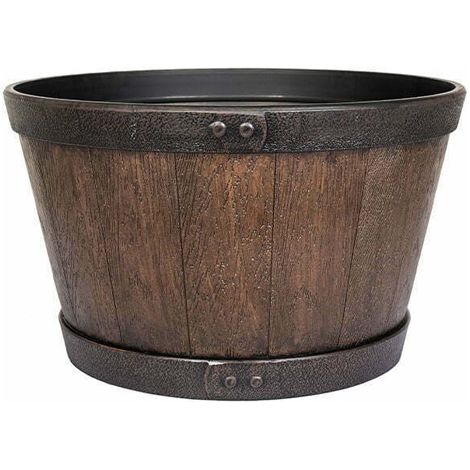 39cm Medium Oban Whiskey Barrel - Plastic - L39 x W39 x H23 cm - Dark Oak