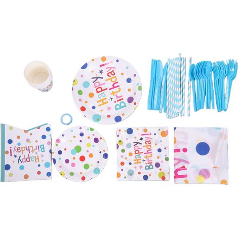Ensemble de vaisselle en assiettes et gobelets en papier pour fête (1/5)