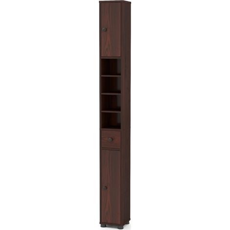 Armario de almacenaje estrecho 20 x 20 x 180 cm con estantes regulables y diseño moderno en MDF marrón 200015781