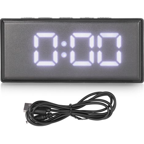 Horloge numérique LED à rétroéclairage éco-énergétique, affichage digital miroir, réveil électronique blanc pour dortoir chambre maison (1/5)