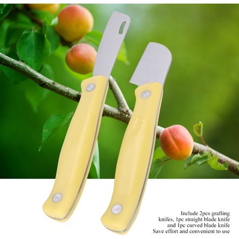 Ensemble de 2 couteaux à greffer en acier à haute teneur en carbone pour semis et arbres fruitiers (1/5)