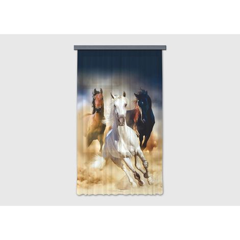 Voilage chevaux -1 pièce - L 140 cm x H 245 cm (1/5)