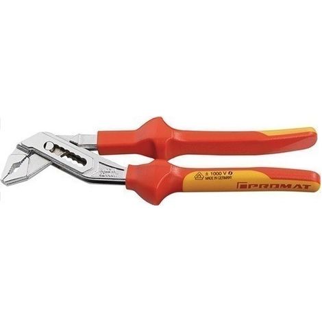 Alicates para bombas de agua L.250mm ancho de sujeción 6-44mm cubierta multicomponente VDE cromado PROMAT