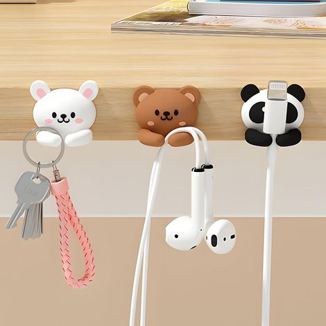 Lot De 3 Organisateurs De Câbles Autocollants Pour Bureau – Clips Silicone Pour USB, Câble De Charge Et Électrique – Design Animal Amusant Pour Gestion Et Organisation Des Câbles (1/5)