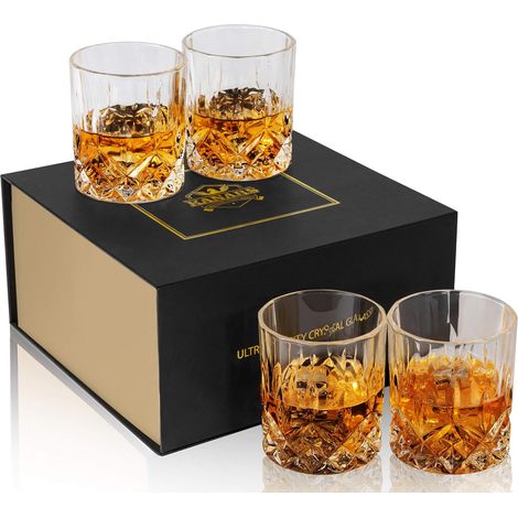 4 Stück Klarer Kristall Whiskyglas Glaswaren Cocktail-Wodka-Glas für Bar Whisky Bier Trinkbecher Weinglas 300ml Biergläser (1/5)