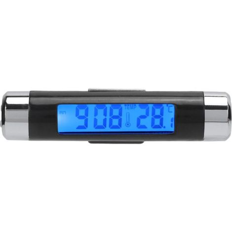 1 Thermomètre numérique, écran LCD, rétroéclairage bleu, horloge, calendrier, tableau de bord, voiture (1/4)