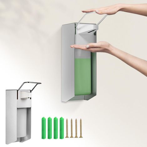 Dispensador de desinfectante de manos de 500 ml, dispensador de jabón de pared, dispensador de gel de ducha, dispensador de jabón manual con palanca, soporte para jabón líquido de 500 ml para baño. (1/5)