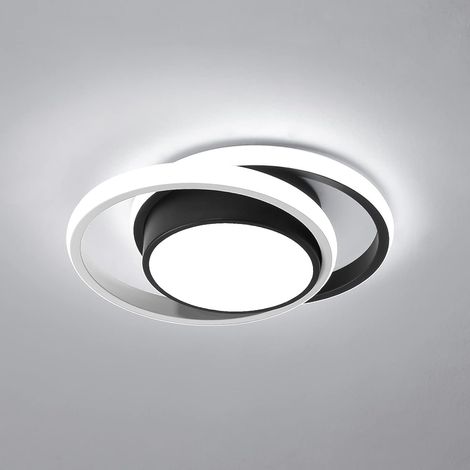 COMELY Modern LED Ceiling Light, Round Ceiling Lamp 27cm for Hallway, Bedroom, Bathroom, Kitchen, Living Room - 32W - Black and White - Cool White Light 6500K