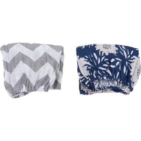 Lot de 2 draps-housses pour bébé, en fil de coton, avec imprimé amovible, adaptés pour remplacer les matelas standard de berceau/lit bébé. (1/5)