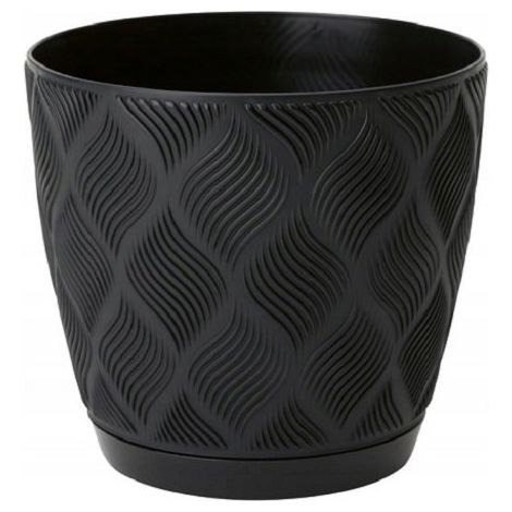 Flow Petit Eco Recycling-Blumentopf mit Untersetzer 15 Schwarz FORM-KUNSTSTOFF