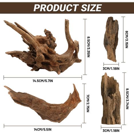 Bois Flotté Naturel pour Aquarium et Terrarium Décoration Racine de Bois pour Poissons Lézards Tortues