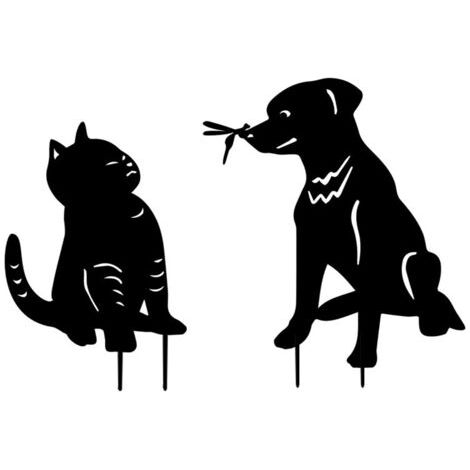 2pcs Chat Chien plug - in jardin évier balancier, décor de simulation de jardin, jardin à la maison plug - in (1/5)