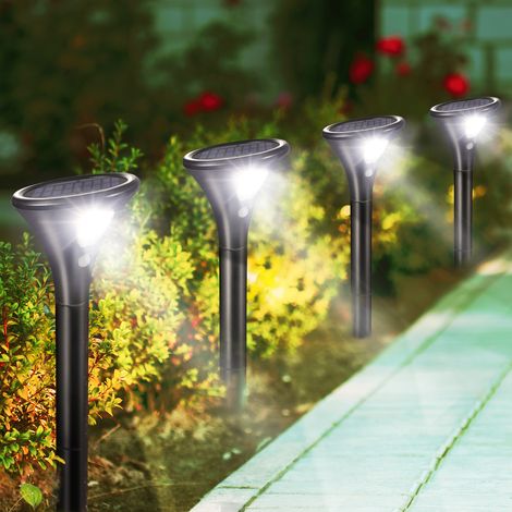 Lot de 4 lampes solaires extensionérieures IP65 étanches avec détecteur de mouvement – 2 modes d’éclairage – luminaireère de sécurité automatique – luminairenaires de paysage pour jardin, patio, pelou (1/5)