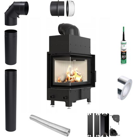 Kamineinsatz KRATKI FLOKI S links 8 kW fi 160 Set mit Rohren (1/5)