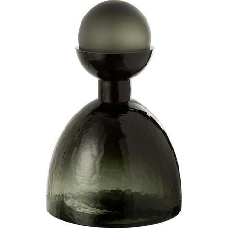 Vase Bouteille Bouchon en Verre "Yoko" 29cm Vert Foncé (1/4)