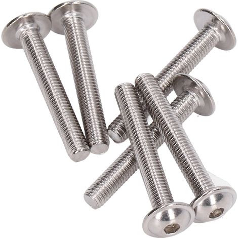 Vis à tête cylindrique bombée à embase A2-70 en acier inoxydable, boulons à six pans creux M5x35mm, lot de 50 pièces
