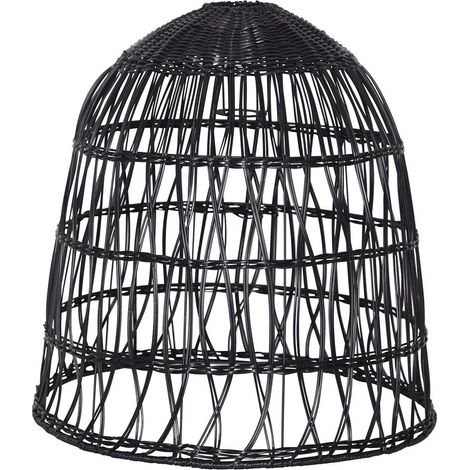 Star Trading Abat-jour Knute, rotin, noir, E27, extérieur, 50 cm