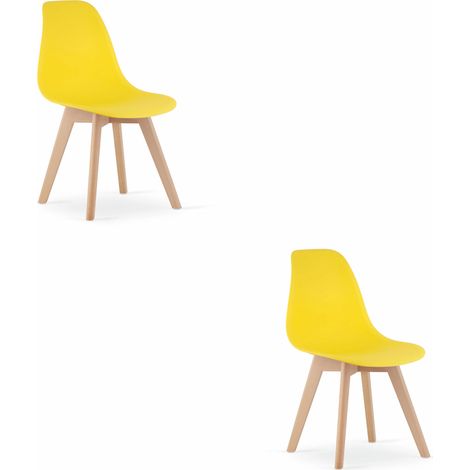 Chaise - Leobert - Kito - Jaune/Pieds Naturels - 46 X 54,5 X 80 Cm - Lot De 2 (1/5)
