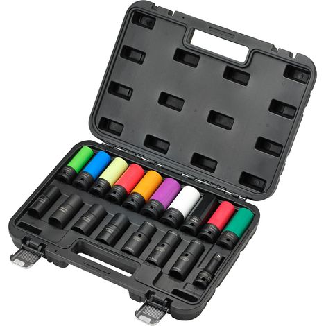 Draper 28198 Wheel Nut Socket Set, 1/2"" Sq. Dr. (18 Piece)