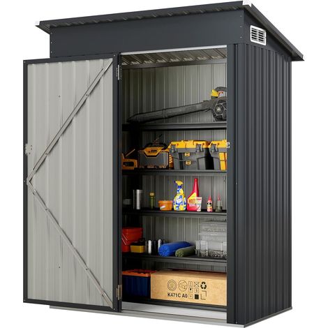 Costway – Abri de jardin métal galvanisé 1,5 ㎡ – Capacité 2,5 m³ – Dimensions 150x90,5x185 cm – Loquet de sécurité et aérations latérales (1/5)