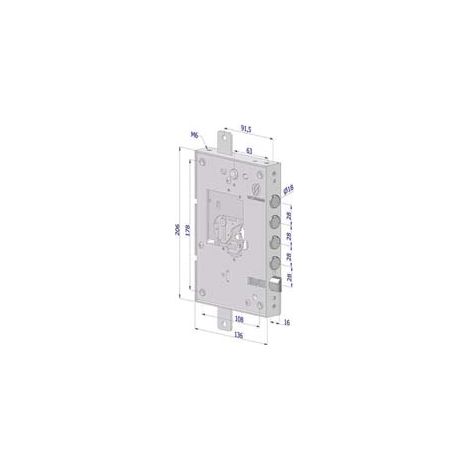 SERRATURA TRIPLICE APPLICARE PER PORTE BLINDATE NUDA S/CUORE INT.28 25  DX (2501DCR0328)    SECUREMME