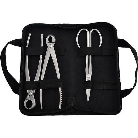 Ensemble d'Outils Bonsaï 3 Pièces - Sécateur, Pince à Bourgeons et Ciseaux pour Taille de Précision et Entretien des Plantes (1/4)
