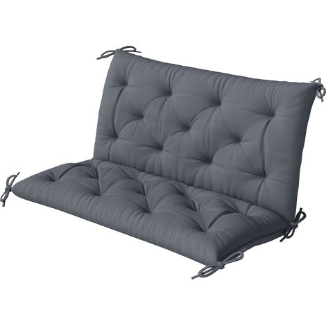 Coussin de banc matelas assise dossier pour banc de jardin coussin balancelle canapé 3 places grand confort 100 x 98 x 8 cm gris