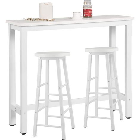 Woltu – Table de bar 120x40x100cm – Ensemble avec 2 tabourets – MDF et métal – Design industriel – Résistant à l'eau et aux rayures - 2xTabourets (1/5)