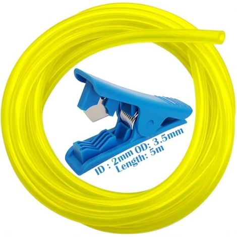 Durite Essence, 2 x 3,5 mm Conduite de Carburant 5 m, Tuyau Essence Tondeuse, Durite Carburant, avec 1 coupe-tube, adaptée aux tondeuses à gazon, scies à chaîne, souffleurs (1/5)