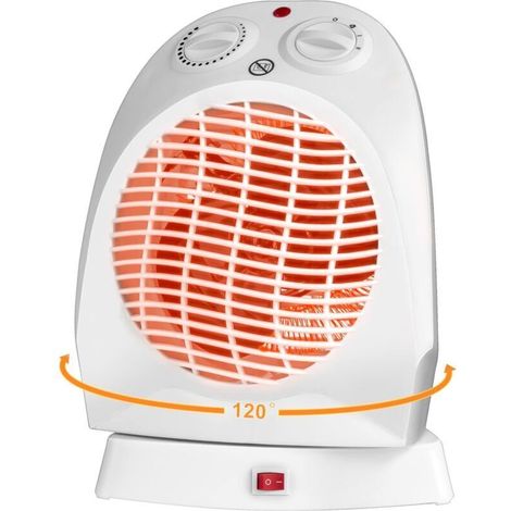 Chauffage Soufflant Economique 120° Oscillant, 2000W Radiateur Electrique Mobile Avec 3 Réglages de Chaleur et Thermostat Chauffage D'appoint Portable pour Salle de Bain Chambre à Coucher (1/4)