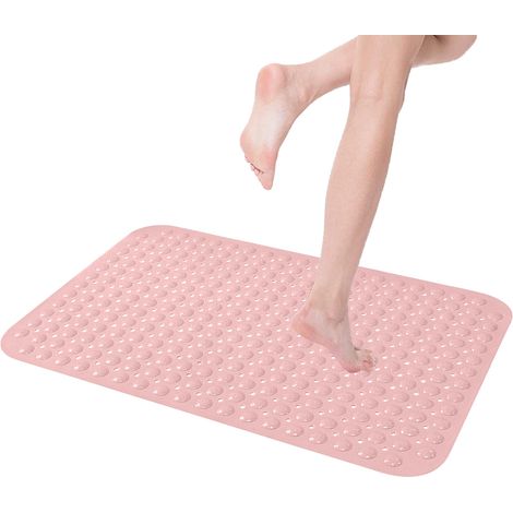 1 tapis de bain antidérapant rose à bulles - 35 x 70 cm