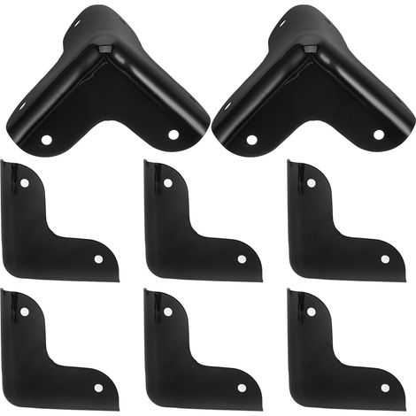 8 protège-coins pour meubles, fer, noir, pour coins pointus (1/5)