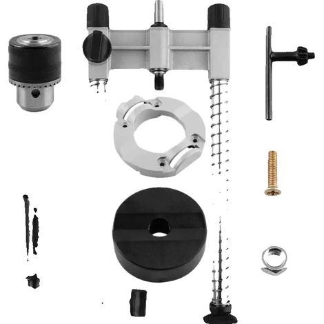 Supporto per trapano, in lega di alluminio e acciaio, corsa massima 150 mm, angolo regolabile da 45° a 90°, compatibile con mandrino esagonale da 8 mm, intervallo di mandrino 1,5-13 mm (1/5)