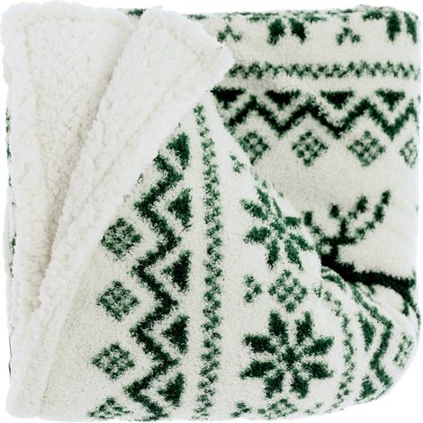 Plaid Mirre 130x160cm Verde Scuro Bianco Unique Living