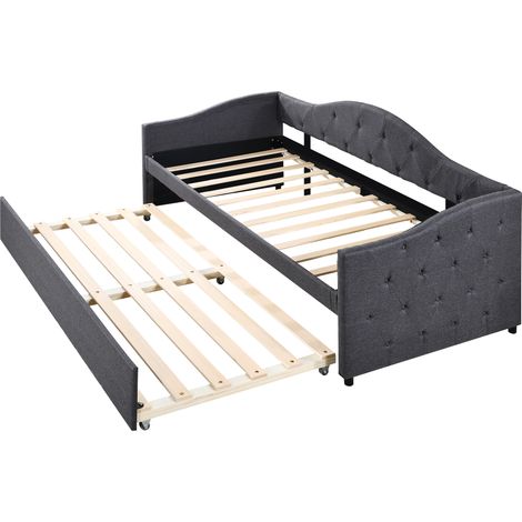 GagaLit multifonctionnel en bois massif 90 x 200 cm, canapé-lit pliable, gris (1/5)