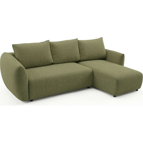 Selsey ZORDO - Canapé d'angle convertible en L - chenille olive droitier avec deux coffres (1/5)