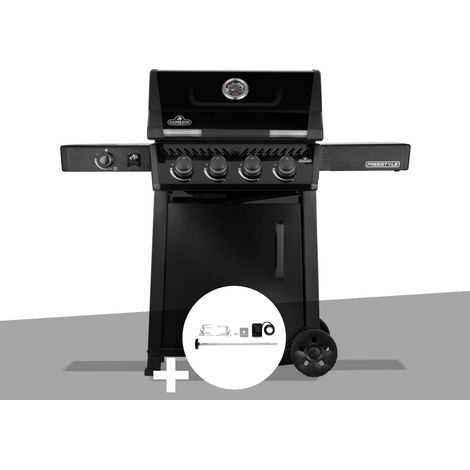 Barbecue gaz Freestyle 425 noir 4 brûleurs + 1 réchaud latéral + Rôtissoire - Napoléon
