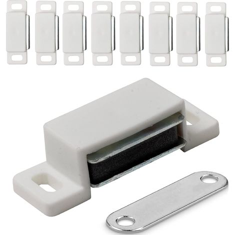 CCYKXA Magnetic Door Catches for Furniture, Doors, Cabinets - 10 Pieces - Magnetic Closure with Magnets for Cupboards and Cabinets - Magnetic Hinges - White (1/5)