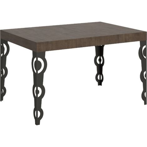 Table rectangulaire orientale 6 places L 130cm bois foncé et pieds métal anthracite Kazay (1/5)