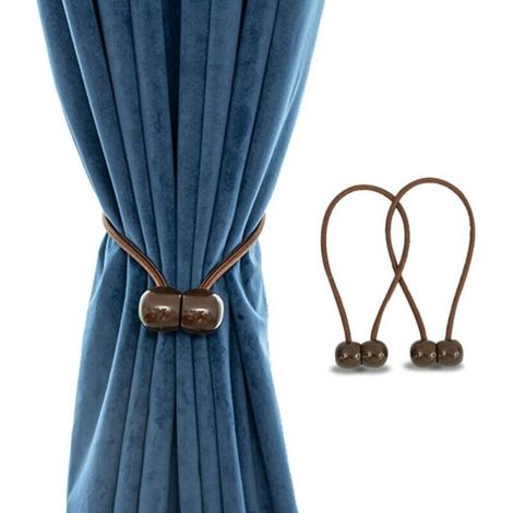 [NIEMALS VERWENDET] Magnetischer Kordelclip, klassischer europäischer Stil, Gardinenhaken mit Magnet, braun
