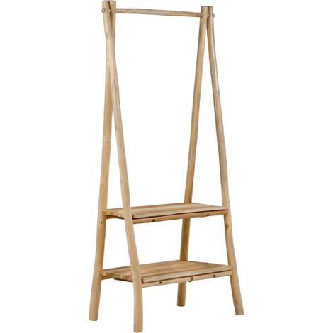 Meuble d'entrée / Portant en bois de teck massif H. 160 cm - MARIANO
