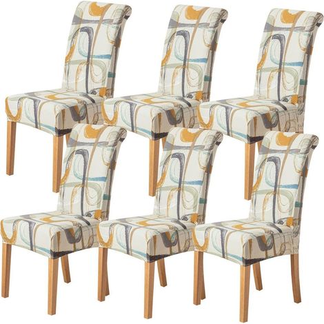 Stuhlhussen 6er Set, Stretch, abnehmbar, waschbar, für Esszimmerstühle (1/5)