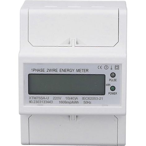 DIN-Schienen-Energiezähler, Voltmeter, Amperemeter, einphasig, 4-polig, LCD-Digitalanzeige, 35 mm, DC 220 V