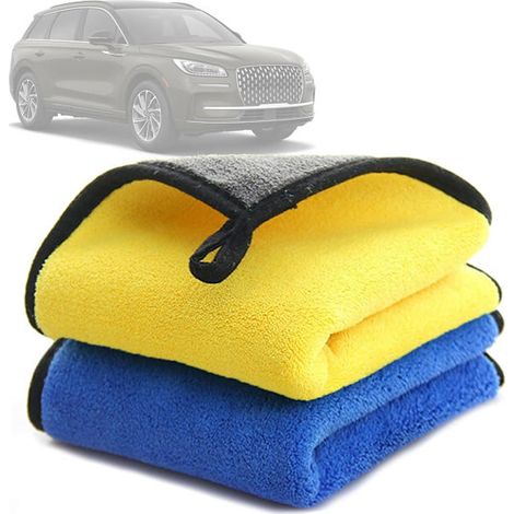 Mikrofasertücher, 2er-Pack, super saugfähige Autoreinigungstücher, 500 g/m², streifenfrei, weich, wiederverwendbar, 30 x 40 cm (1/2)