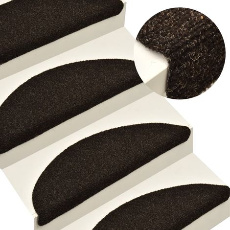 FIMEI Tapis d'escalier autocollants 15pcs Marron 65x21x4cm Aiguilleté (1/5)
